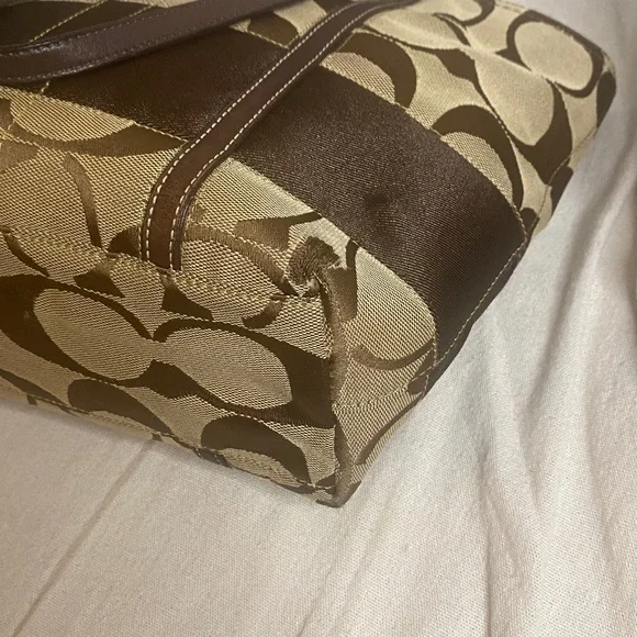 Coach Signature C Canvas Tote Bag, Brown, Brass Hardware - Picture 7 of 10
